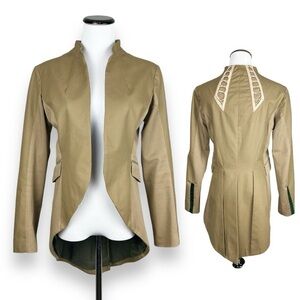 Rag & Bone Tan Open Front Tailcoat Blazer Jacket Lace Detail EUC Equestrian 2